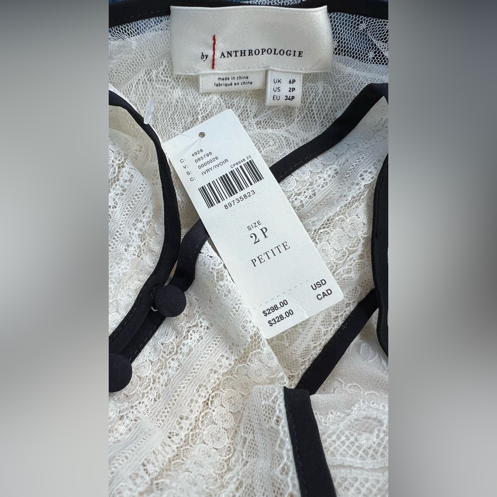 Anthropologie Short-Sleeve Button-Front Lace Midi Dress - Picture 9 of 9